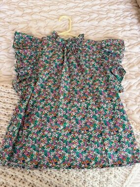 THML Mint Green Floral Ruffle Blouse